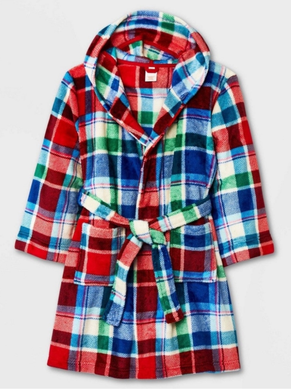 Cat & Jack Plaid Hooded Robe L